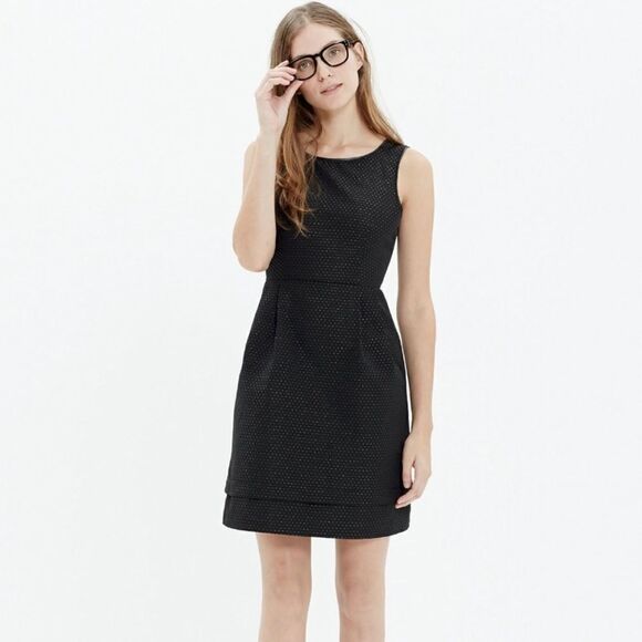 Madewell Lowlight Black & Gold Shimmer Dot Dress Size 2 - Picture 1 of 14